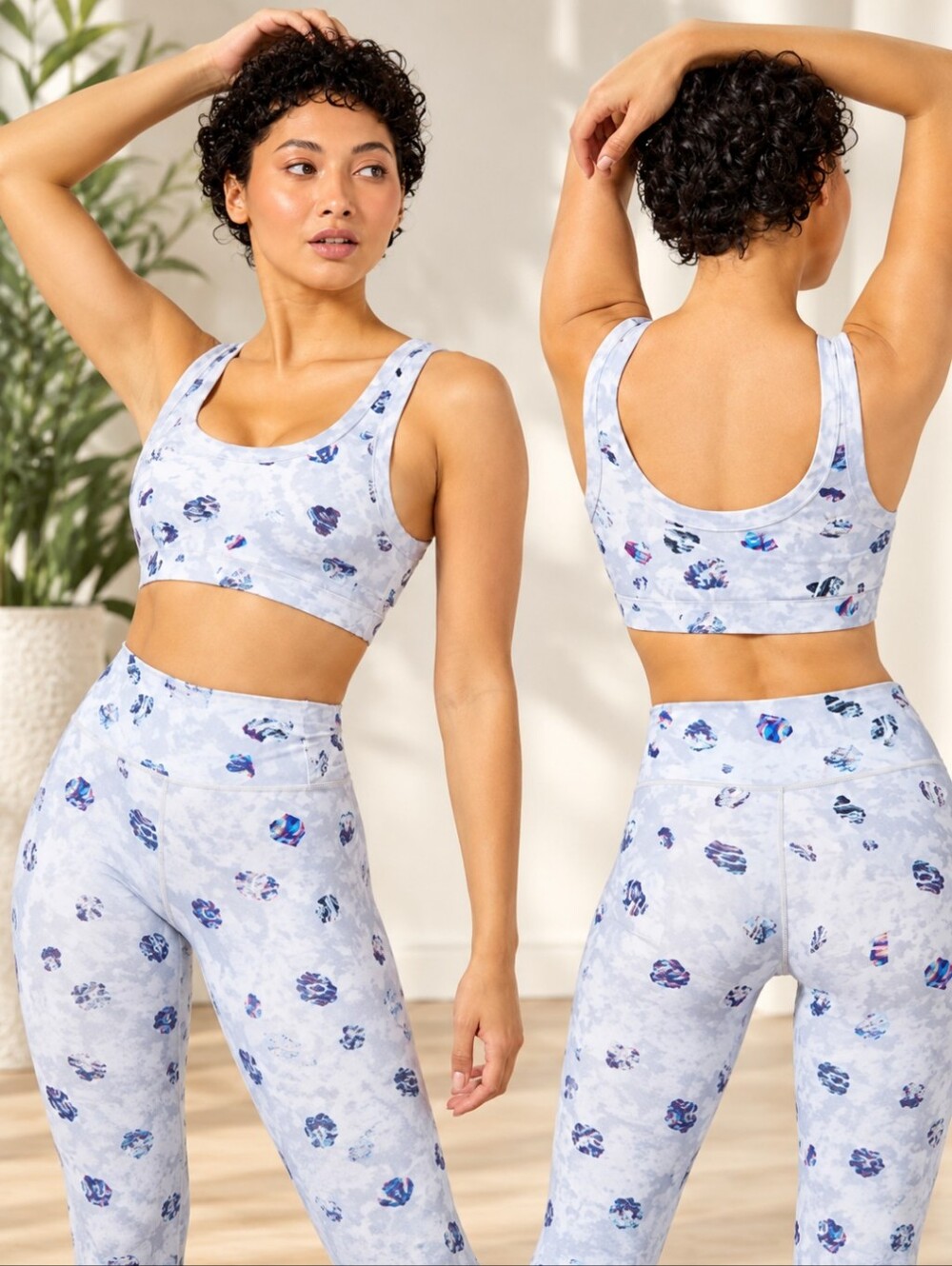 Wear It To Heart Anna Asteroid Print Sports Bra Silver White Activewear NWT L